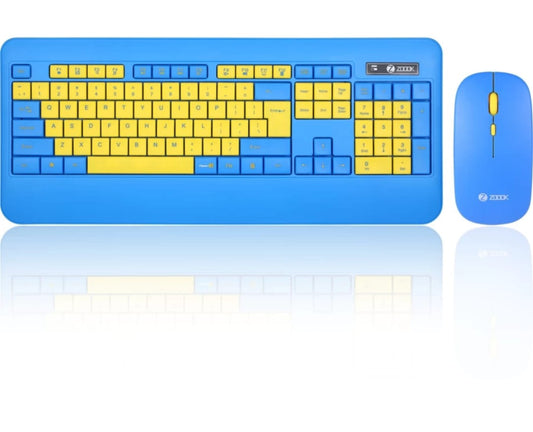 Zoook Qwerty Wireless Desktop Keyboard  (Blue, Yellow)